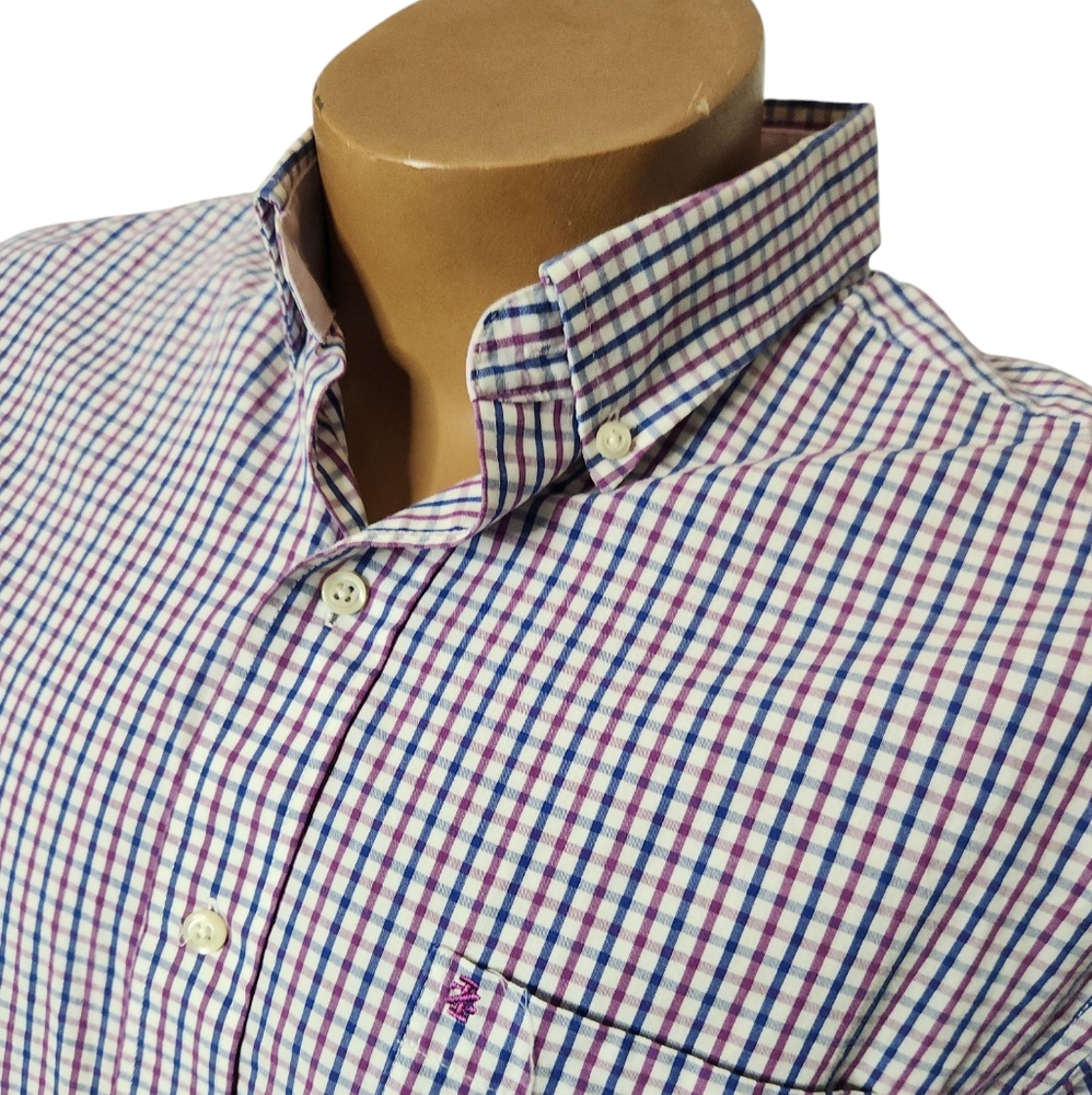 IZOD Men's Checkered Shirt‎ - Purple and Blue Large